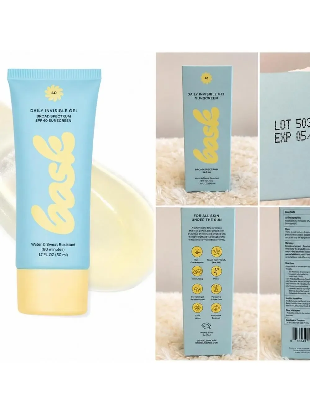 Bask Daily Invisible Gel SPF 40 Sunscreen